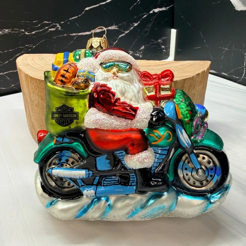 Harley-Davidson Christopher Radko Freewheelin Santa Glass Ornament 97-HAR-01